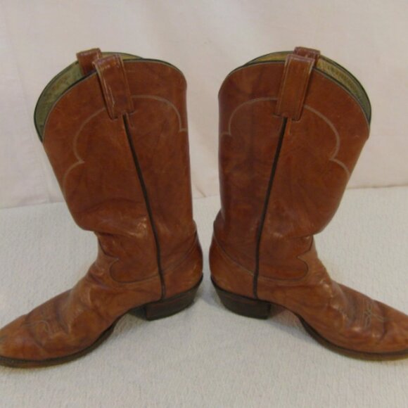 MENS TONY LAMA EL PASO AUTHENTIC LIGHT BROWN LEATHER sz10D COWBOY BOOTS NM 33024 - Picture 9 of 12